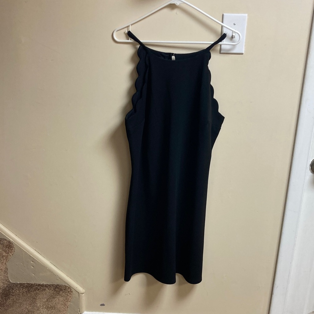 Iz Byer Black Scalloped Halter Mini Dress